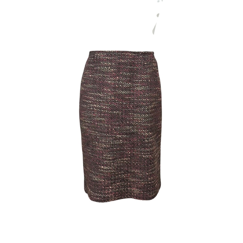 Vintage Style‎ Burgundy Gold Tweed Pencil Skirt High Waist Knee Length Size 10